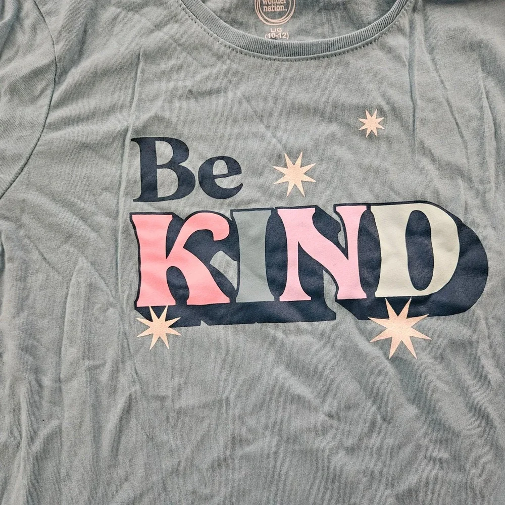 Wonder Nation Girls 2 Pack Long Sleeve T-Shirts Size L 10-12 Just Be You Be Kind - Picture 4 of 7